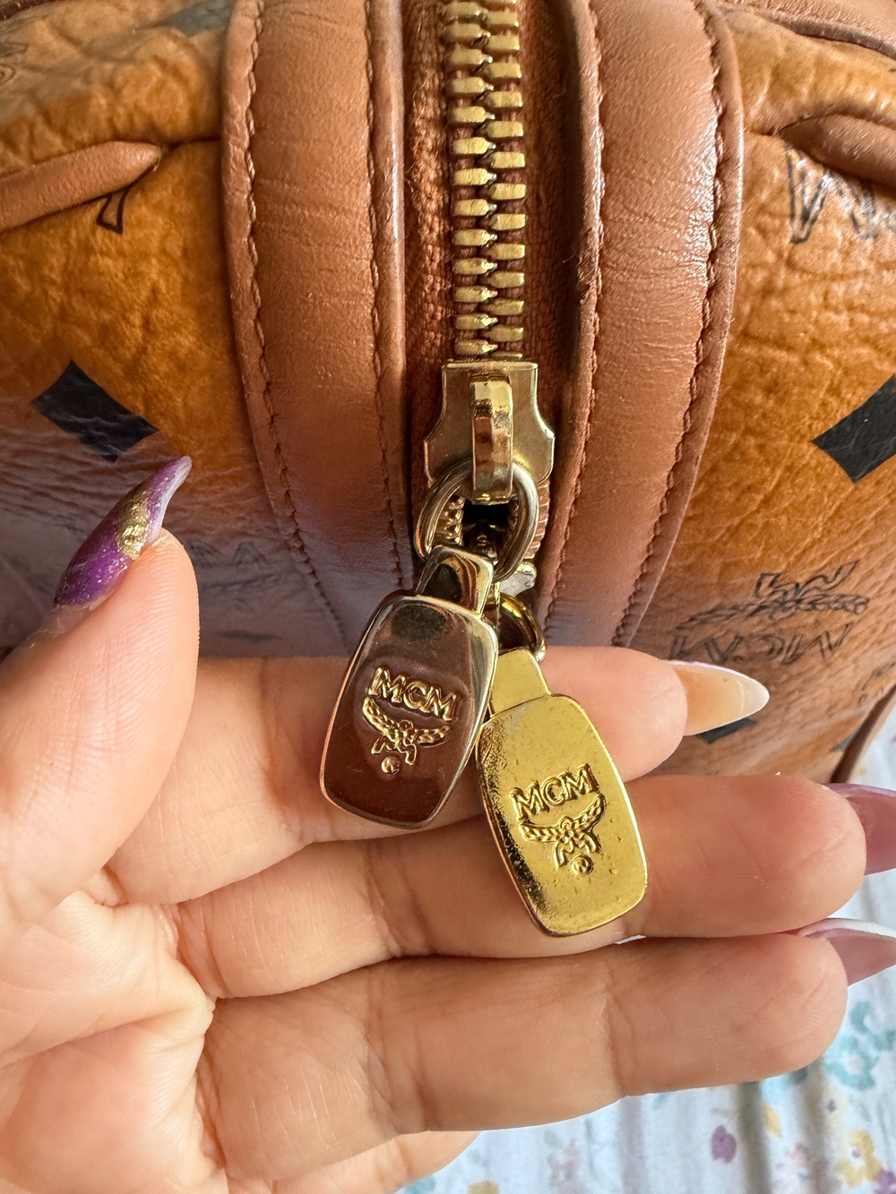 MCM Cognac Visetos Mini Satchel in Tan Leather Trim - Picture 3 of 10